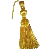 Cordón de borlas largas doradas personalizable OEM al por mayor, borla clerical con hilo metálico para ropa y bolsos - Hecho por Hamza