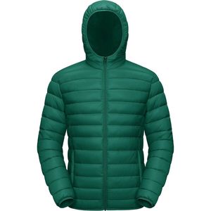 Veste d'hiver unisexe verte à capuche en duvet, col montant, fermeture éclair, coupe décontractée, imperméable, longueur standard - Product Image 3
