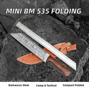 Mini BM 535 Cuchillo de Bolsillo Táctico de Acero de Damasco con Mango de Madera y Hoja Fija de Punta Caída para Camping, OEM Personalizable - Product Image 5