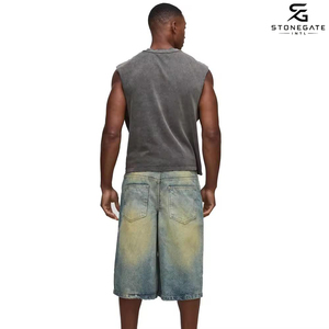 Men's Washed Denim Bermuda <b>Shorts</b> Casual Cotton Canvas Button Fly Pockets <b>High</b> <b>Waist</b> Summer <b>Jeans</b> <b>Shorts</b> 2026 - Product Image 2