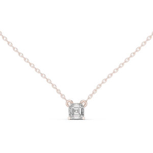 Colgante de Oro Rosa de 14K con Esmeralda y Diamante Cuadrado Cultivado en Laboratorio para Mujer |   Ropa de Boda |   Diamante Cultivado Nuevo - Product Image 1