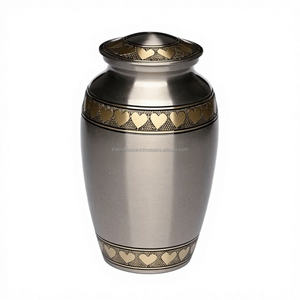 Urnes de crémation en métal gravées en coeur en étain fini en laiton personnalisé en gros pour les cendres humaines et animales souvenirs funéraires - Product Image 1