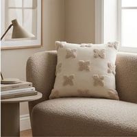 Nouvelle arrivée, housse de coussin carrée de style nordique avec motif papillon brodé en beige, 100% coton, décoration de salon