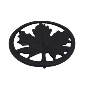<b>Trivets</b> dark grey <b>metal</b> round <b>trivet</b> featuring a wide blooming flower design for heat protection <b>trivets</b> - Product Image 5