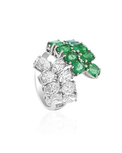 <b>Moissanite</b> Diamond Green Emerald Multi Stone Cluster Vintage Engagement Wedding Ring 10K 14K 18K Gold Custom <b>Jewelry</b> - Product Image 3