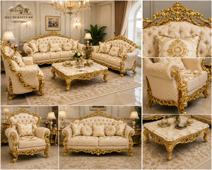 Stylish High End Rococo Designed Living Room Furniture Bespoke European Rococo Sofa Table Set Collection with Premium Upholstery - Product Image 6