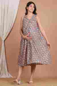 Vestido de Maternidad sin Mangas con Estampado Floral de Algodón para Sesión de Fotos, con Cierre para Lactancia, Túnica Larga Tipo Kimono para Mujer - Product Image 5