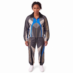 custom womens royal blue tracksuit set futuristic cyber graphic neon panel <b>track</b> <b>jacket</b> elastic pants 2 piece streetwear outfits - Product Image 4