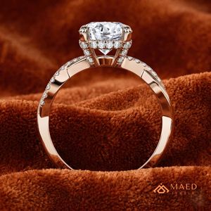 Anillo de Moissanita con Baño de Oro Rosa, Joyería de Lujo para Novia, Anillo de Promesa, para Uso Diario, Regalo para Mujer, Estilo Americano, Elegante - Product Image 3