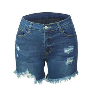 High-Waisted Mid-<b>Thigh</b> Denim Shorts Summer Casual Embroidered Washed Skinny Straight Breathable Jeans Shorts - Product Image 5