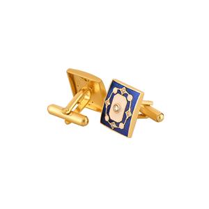Mancuernillas Rectangulares de Lujo con Baño de Oro y Esmalte Azul Marino para Hombre, Accesorios para Camisa Formal, Regalo de Boda o Negocios - Product Image 3