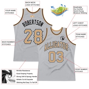 Custom Mesh Basketball Jersey Vintage Team Name Number <b>Tank</b> Top Gray Gold Black Sports Uniform Basketball Practice Jersey - Product Image 2