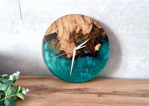 Epoxy Resin Wood Wall Clock Handmade Live Edge Wooden Clock Housewarming Gift - Product Image 6