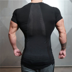 T-shirt pour homme à manches courtes, col rond, coupe ajustée, vert olive, respirant, extensible, léger, jersey écologique, couleur unie - Product Image 4