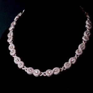 Custom 12mm Infinity Link Lab Grown <b>Necklace</b> Pear Cut Accents 925 <b>Silver</b> Iced Out Rose Gold Chain Hip Hop Men Jewelry Factory - Product Image 1