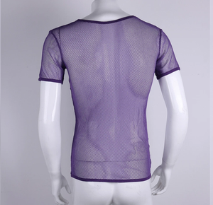 Camiseta sin mangas de malla transparente 100% algodón para hombre con logo frontal y serigrafía - Product Image 2