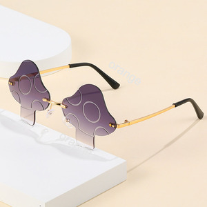 Mushroom <b>Sunglasses</b> Shaped for Women Men Irregular <b>Rimless</b> Metal Trendy <b>Sunglasses</b> Rave Party Candy Color Eyewear Shades - Product Image 4