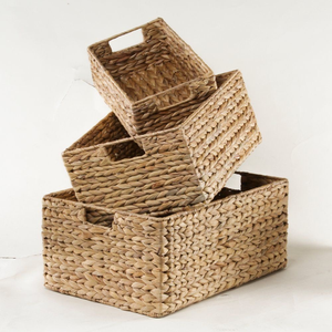 Panier en jacinthe d'eau tissé naturel fournisseur de gros bac de rangement écologique fait à la main durable léger Vietnam - Product Image 6