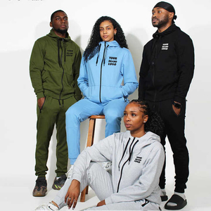 Premium Fabric Wholesale Winter Fleece Tracksuits 100%cotton Heavyweight Hoddie Set Direct Factory - Product Image 2