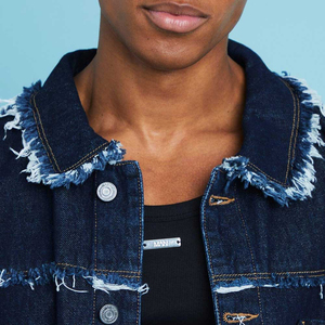 Veste en jean déchirée pour homme, coupe slim, élégante, délavée, décontractée, vêtement d'extérieur tendance pour homme - Product Image 5