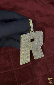 จี้รูปตัว "R" ชุบทองประดับเพชร สร้อยคอหรูหรา สไตล์ฮิปฮอป เครื่องประดับแฟชั่น - Product Image 5
