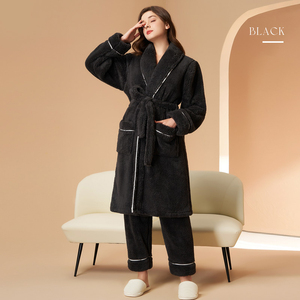 Albornoz de Lujo para Mujer, Cálido de Invierno, Tipo Pijama, Bata de Ducha, Bata de Noche, con Cuello Chal, de Felpa Suave, Bata de Spa - Product Image 1