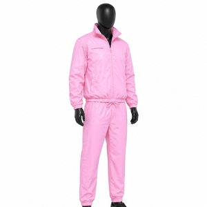Ensemble de survêtement unisexe rose 2026, couleur unie, décontracté, col montant, fermeture éclair, respirant, en polyester, pour le printemps - Product Image 2