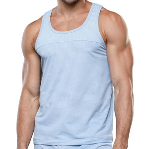 Camiseta deportiva sin mangas de malla elástica de yoga, tejido de alta calidad, 220 g/m², para gimnasio, ropa deportiva, atlética. - Product Image 1