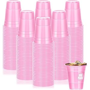 Confezione da 100 Bicchieri di Plastica Rosa da 16 oz, Resistenti, per Matrimoni, Compleanni, Lauree, Feste - Product Image 1