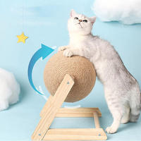 Jouet interactif pour chat en sisal à livraison rapide, boule à gratter en bois massif, jouet d'exercice pour chat d'intérieur