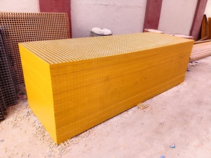 Panneaux de grille en FRP jaunes, grille en fibre de verre résistante aux acides, couverture de passerelle - Product Image 1