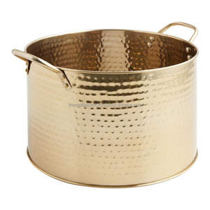 Cubo de Hielo Portátil Clásico de Latón Dorado de Alta Calidad, Personalizado, Grande, Martillado, Enfriador de Botellas de Vino para Bebidas - Product Image 3