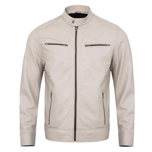 Veste de motard unisexe en cuir véritable souple de qualité supérieure, lavée, avec fermeture éclair sur le devant, coupe confortable, caractéristiques de sécurité, idéale pour les voyages - Product Image 1