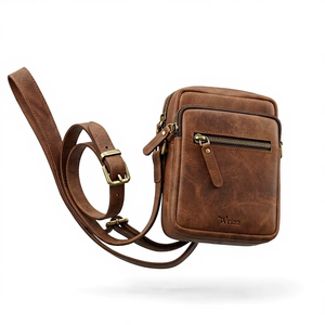 Sac bandoulière mini en cuir véritable Wriza Vintage pour homme – Sac à bandoulière décontracté de qualité supérieure, petit sac de voyage de créateur - Product Image 1