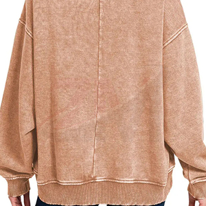 เสื้อสเวตเชิ้ตโอเวอร์ไซส์ คอกลม ล้างสีแบบแอซิด ทรงหลวม ไหล่ตก แขนยาว ผ้าถัก สีพื้น สำหรับใส่ลำลองในฤดูใบไม้ร่วง - Product Image 5
