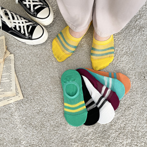 Calcetines de malla a rayas para mujer, estilo coreano, hechos de algodón peinado - Product Image 4