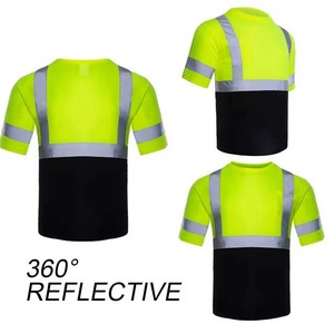 เสื้อสีเหลืองสะท้อนแสงพร้อมแถบสะท้อนแสงสีดำสำหรับชุดทำงาน - Product Image 4