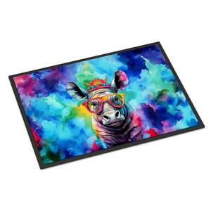 Nuevo felpudo Hippie Animal rinoceronte antideslizante lavable pila baja 18H X 27W alfombra de entrada para interiores y exteriores alfombrilla para puerta delantera - Product Image 1