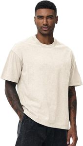 T-shirt vintage surdimensionné en coton 100% délavé à l'acide pour homme, style streetwear hip-hop estival - Product Image 2