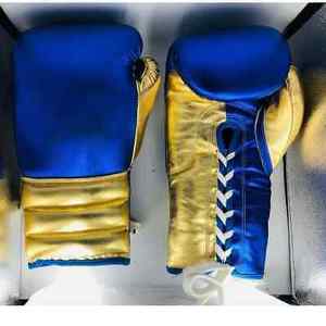 ถุงมือฝึกซ้อมมวย MMA หนังแท้สีน้ำเงินล้วน รุ่นใหม่ล่าสุด ปิดด้วยแถบตีนตุ๊กแก น้ำหนักเบา สำหรับการฝึกซ้อม ผลิตจากผ้าร่มเกาหลี - Product Image 6