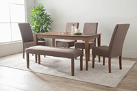 Mesa de Comedor Rectangular de Madera de Diseño KD, Lista para Enviar, Tamaño Familiar, Color Nogal, Estilo Moderno de Mediados de Siglo, 6 Plazas, para Uso Doméstico