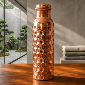 Juego de Botella de Agua Ecológica de Cobre Puro, Martillada a Mano con Patrón de Panal, Termo con 2 Vasos, Sin Juntas, Antiderrames - Product Image 5