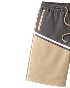Shorts décontractés pour hommes gris anthracite et kaki à blocs de couleur, avec cordon de serrage, poches zippées, séchage rapide, confortables, pour l'été et le sport - Product Image 3