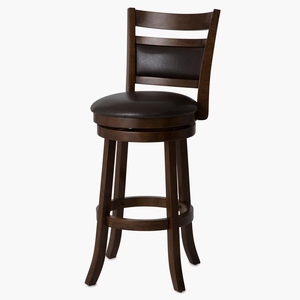 Acardi PU Leather Swivel <b>Bar</b> <b>Stool</b> Brown Solid Color Commercial Use Metal Base <b>Adjustable</b> Counter <b>Height</b> Kitchen Furniture - Product Image 3