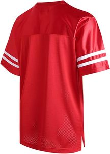 Maillot de football américain rouge à col en V en mesh pour homme, à manches courtes, anti-humidité, pour entraînement, coupe classique, tenue d'équipe adulte - Product Image 4
