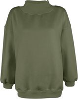 Sweat-shirt en molleton oversize bleu clair à col montant contrastant pour femme, avec épaules tombantes et manches longues, idéal pour la détente