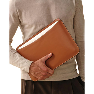Housse élégante pour ordinateur portable en cuir véritable pour hommes et femmes, légère, portable, convertible, rembourrage doux pour le travail, les voyages, le transport quotidien - Product Image 4