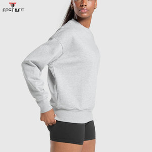 Wholesale OEM <b>Drop</b> Shoulder Breathable Embroidered Fitness Sport Women Sweatshirt Outdoor Casual Cotton Oversized Sweatshirts - Product Image 3