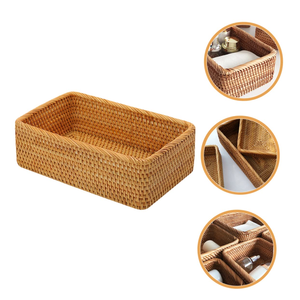 Eco Friendly Woven Rattan <b>Basket</b> Handmade <b>Storage</b> Container for Fruit Snacks <b>Toys</b> and Home Organization - Product Image 1