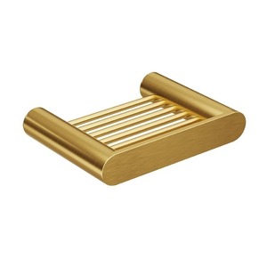 Jabonera de Pared Portátil de Lujo Contemporáneo con Acabado Brillante, Metal Dorado Cepillado Hexagonal para Uso Doméstico - Product Image 3